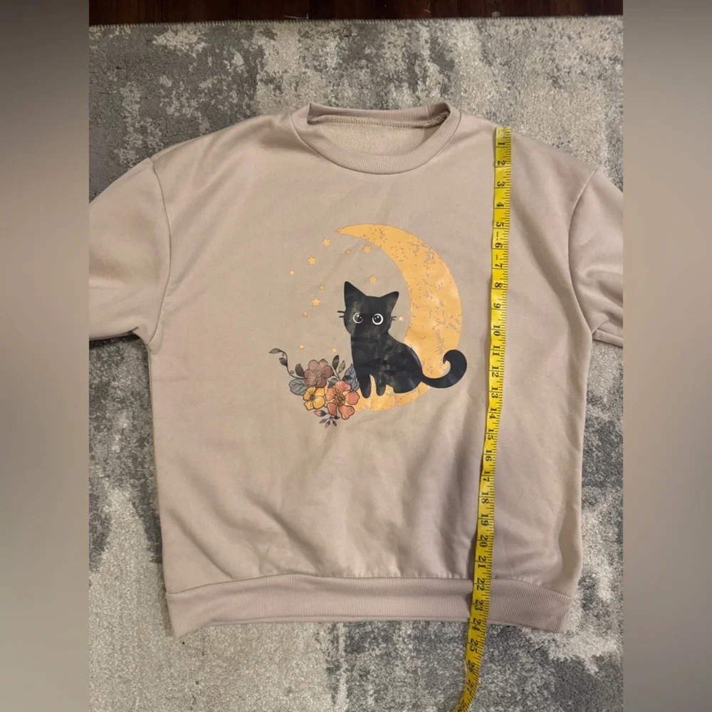 Cozy SHEIN Beige Cat Sweatshirt
